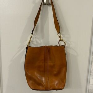 Frye Brown Leather Shoulder Bucket  Bag